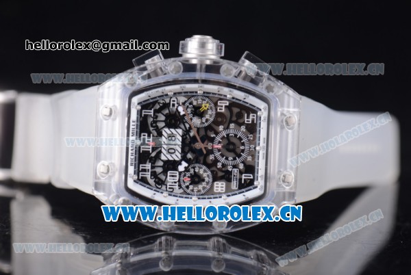 Richard Mille RM 011 Felipe Massa Flyback Chronograph Swiss Valjoux 7750 Automatic Sapphire Crystal Case with Skeleton Dial White Inner Bezel and Aerospace Nano Translucent Strap - Click Image to Close